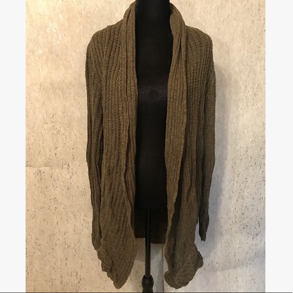MAURICES Olive Green Cable Knit Cardigan